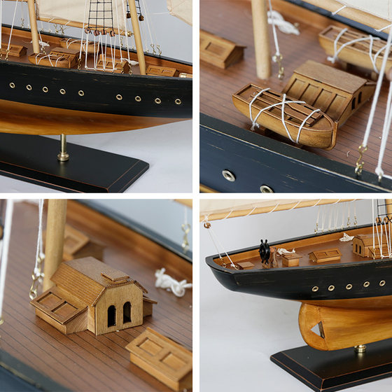 Atlantic retro Mediterranean style solid wood sailing model home living room decoration ornaments annual meeting prizes