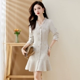 Весенний осенний приталенный корсет, в стиле Шанель, облегающий крой, с акцентом на бедрах, рыбий хвост