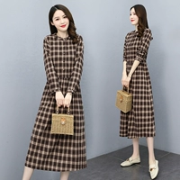 Ретро осеннее платье, лонгслив, корсет для отдыха, рубашка, юбка, из хлопка и льна