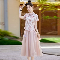 Ципао, комплект, платье, летнее ханьфу, юбка, китайский стиль, городской стиль