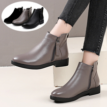 Flat Bottom Short Boots Lady 2022 New Genuine Leather Casual Flat Heel Women Boots Spring Autumn Big Code Women Shoes Double Zip Soft Bottom Single Boots