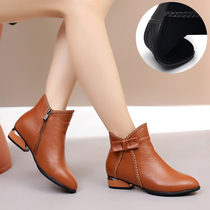 2022 spring autumn genuine leather flat bottom short boots 100 hitch Pointed Frosted Leather Women Boots Big Code Brown Women Shoes Soft Bottom Leather Boots