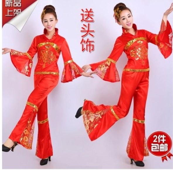 2018 mới trang phục Yangge nữ khiêu vũ quốc gia eo đông bắc trống fan múa váy mỏng hiệu suất trang phục biểu diễn nữ - Khiêu vũ / Thể dục nhịp điệu / Thể dục dụng cụ giầy nhảy
