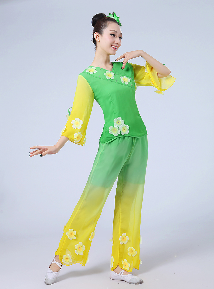 2018 mới trang phục Yangge nữ khiêu vũ quốc gia eo đông bắc trống fan múa váy mỏng hiệu suất trang phục biểu diễn nữ - Khiêu vũ / Thể dục nhịp điệu / Thể dục dụng cụ giầy nhảy