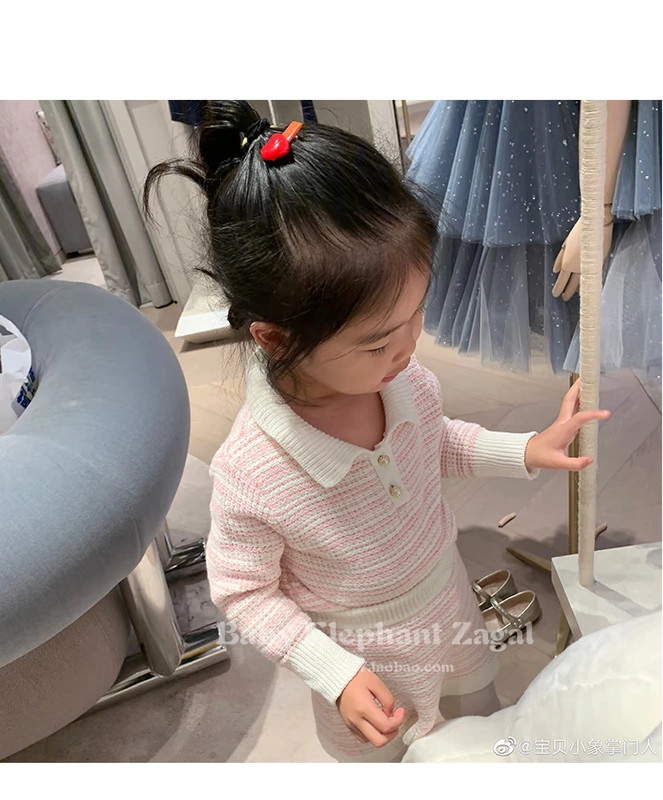 Baby Baby Voi Trẻ em Mặc 2020 Mùa xuân New Lady Style Girls Baby Parent-child Little Fragrant Đan Bộ đồ hai mảnh - Phù hợp với trẻ em