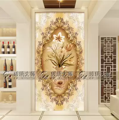 European style home decoration carving art glass TV background wall porch screen partition 10MM tempered hot sale vase