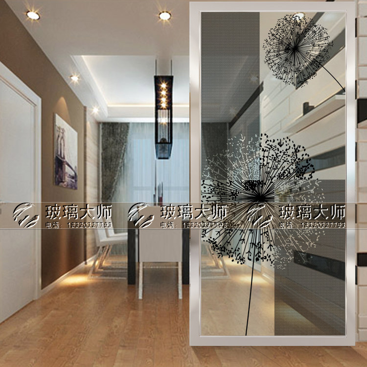 New Products Spot Border Screen High-end Partition Art Glass Shoe Cabinet Glass Ramen Color Drawing Process Xuanguan