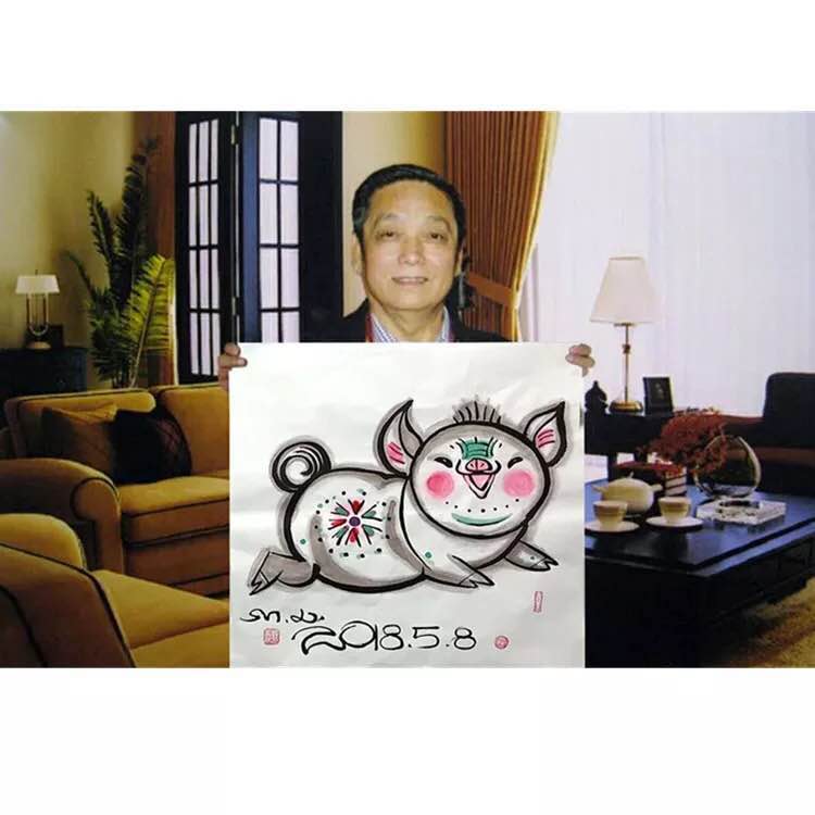 Famous Painting and Painting Han Meilin State Painting Four-ruler Bullfang Animal Zodiac Pig Hands Plotter to Write a Famous Character Painting-Taobao