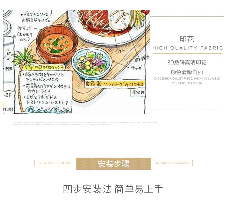 Tấm thảm vải phong cách Bắc Âu vải bạt trang trí vải nhà hàng sushi cửa hàng người ký túc xá sáng tạo in cô gái trái tim thảm trang trí phòng khách