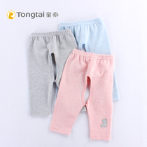 Tongtai single layer thick spring and autumn baby pants elastic flat waist pants open crotch men and women baby boneless sewn