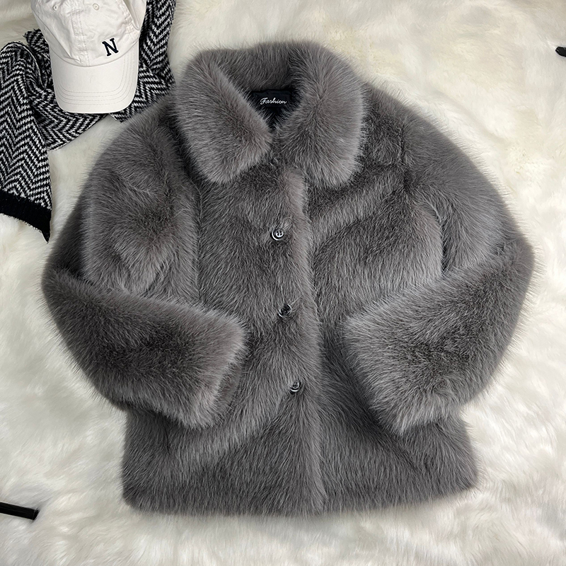 Men's Fur Coat Winter Thickened Short Style Haining Faux Fox Fur Integrated New Mink Coat for Men