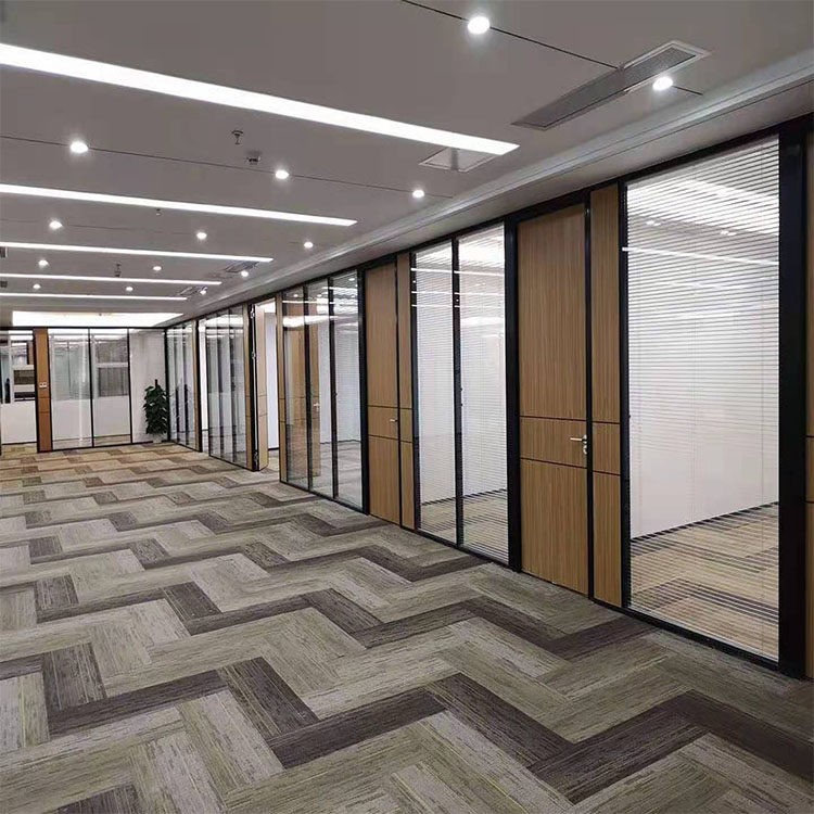 Office tempered glass partition wall l Double shutters Aluminum alloy glass partition sound insulation wall frosted glass