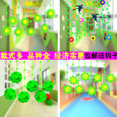 Spring mall shop Green charm Jewelry store Pastoral style decoration Kindergarten classroom corridor hanging flowers