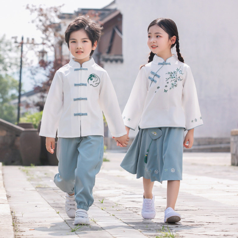 Children's Hanfu women's 2021 new Chinese style Tang suit boys' spring and autumn kindergarten suit Chinese school performance uniform school uniform