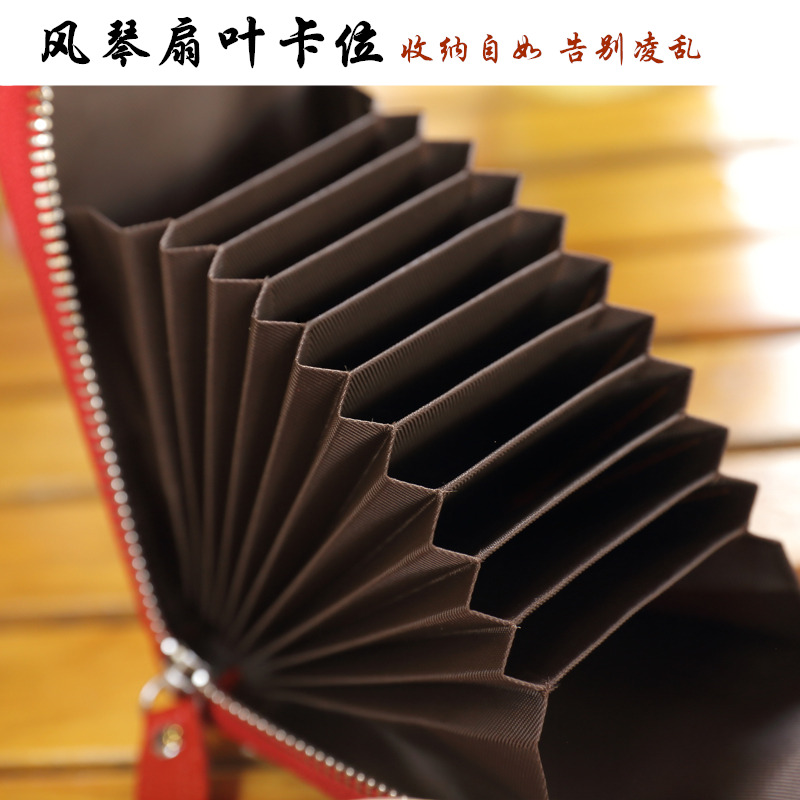 Lớp da đầu tiên 2018 mới loại túi đựng thẻ organ nữ bằng da đựng thẻ một ví đựng nhiều thẻ nhỏ ví đựng thẻ nữ