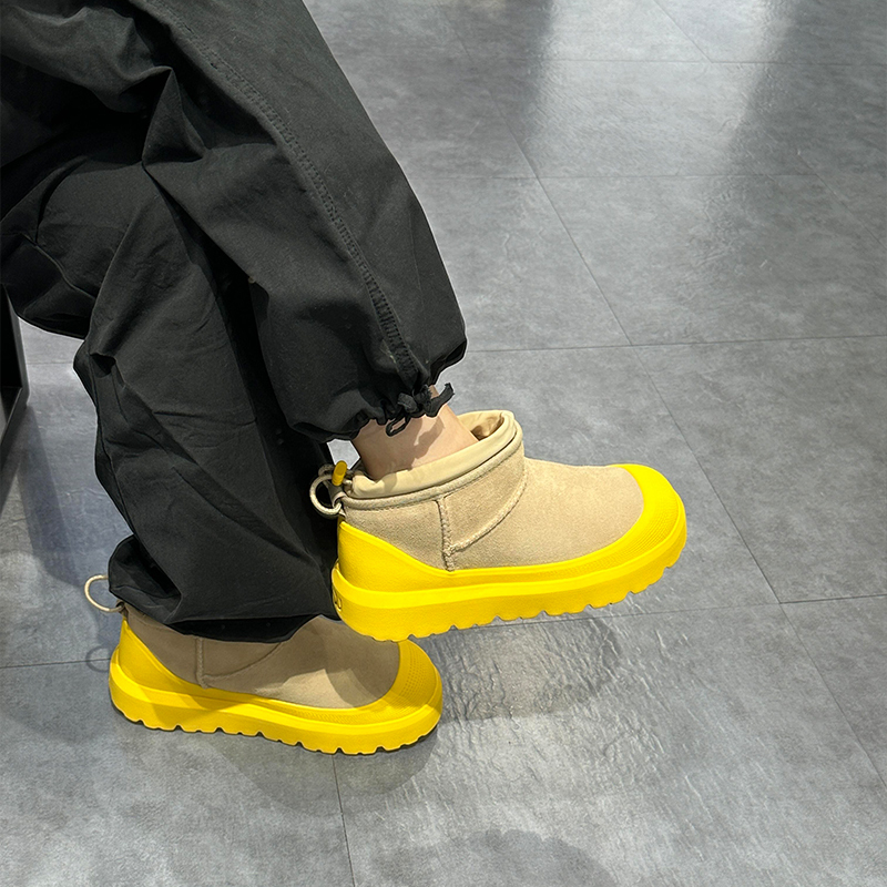 Yellow Tasman Snow Boots for Men and Women, Thick-Soled, 2025 New Model, Winter Northeast Fleece-Lined, Warm, Waterproof Cotton Shoes