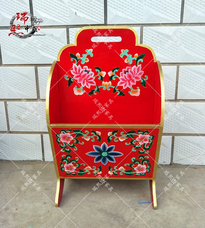 Mới Trung Quốc gỗ rắn cổ sơn hộp lưu trữ báo hộp hộp báo hộp tạp chí hộp kệ kệ đứng - Cái hộp thùng gỗ đựng đồ