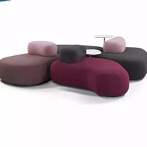 Customized creative curved combination fashionable sofa stool training institution B&B leisure office exhibition hall sofa pillar