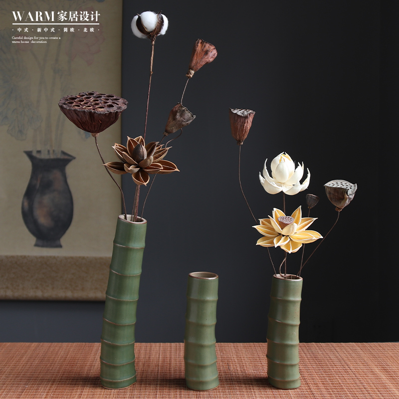 Living room Decorative Tea Table Swing Piece Creativity Zen Flower Flower Flower Vase Ceramic Tea Road Day Style New Chinese Brief-Taobao