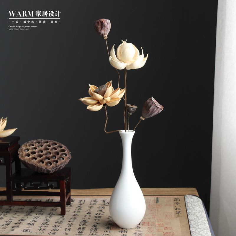 Small vase swing piece Ceramic Tea Table Decoration Zen dry flower bouquet Drawing room Chinese flower arrangement simulation fake flower furnishing