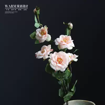 Camellia fake flower ornaments simulation flower home furnishings living room decoration flower arrangement vase plastic flower anti-real flower