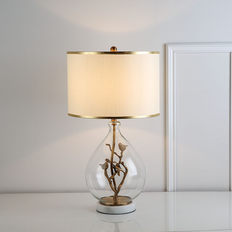 American all copper creative desk lamp Bedroom bed head lamp Simple modern glass Romantic warm knot board room marble lamp