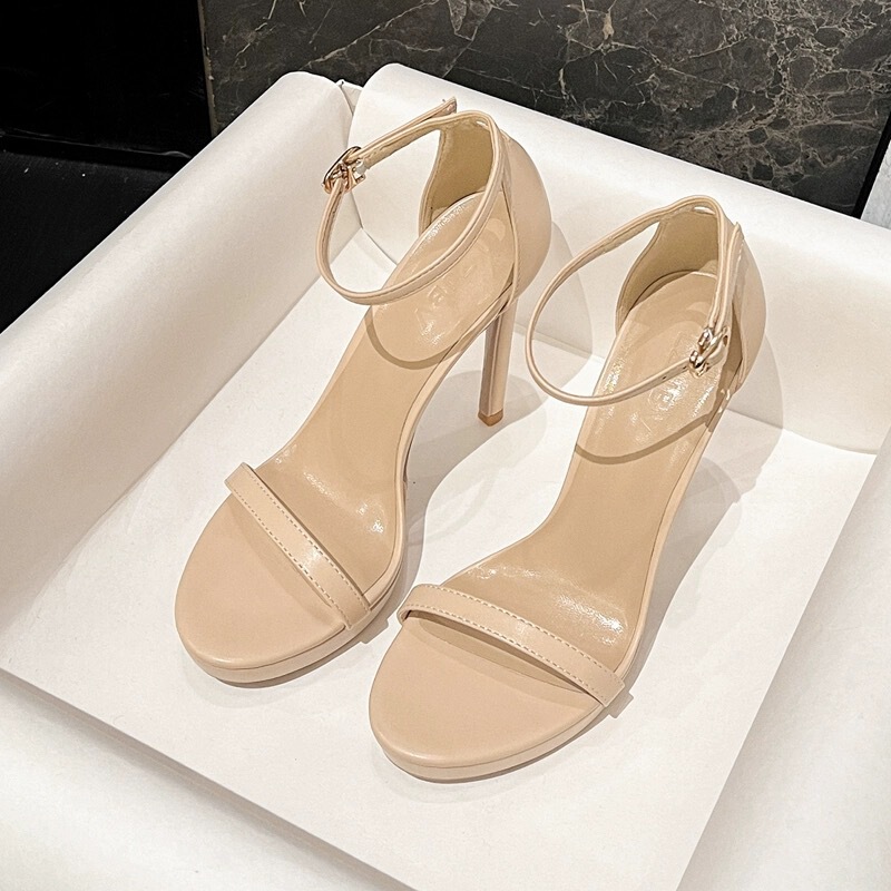 High-Heeled Shoes for Women 2026 Summer New Style with Thin Straps, Round Toe, Waterproof Platform, Sexy and Suitable for Pairing with Dresses, Sandals
