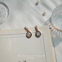 YoMonth with sound lukewarm wind ear nail S925 silver pin smoke grey minimalist personality Advanced sensation delicate ear nail New product