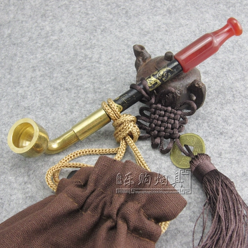 Старомодная латунная агатовая курительная трубка ручной работы, мужской мундштук