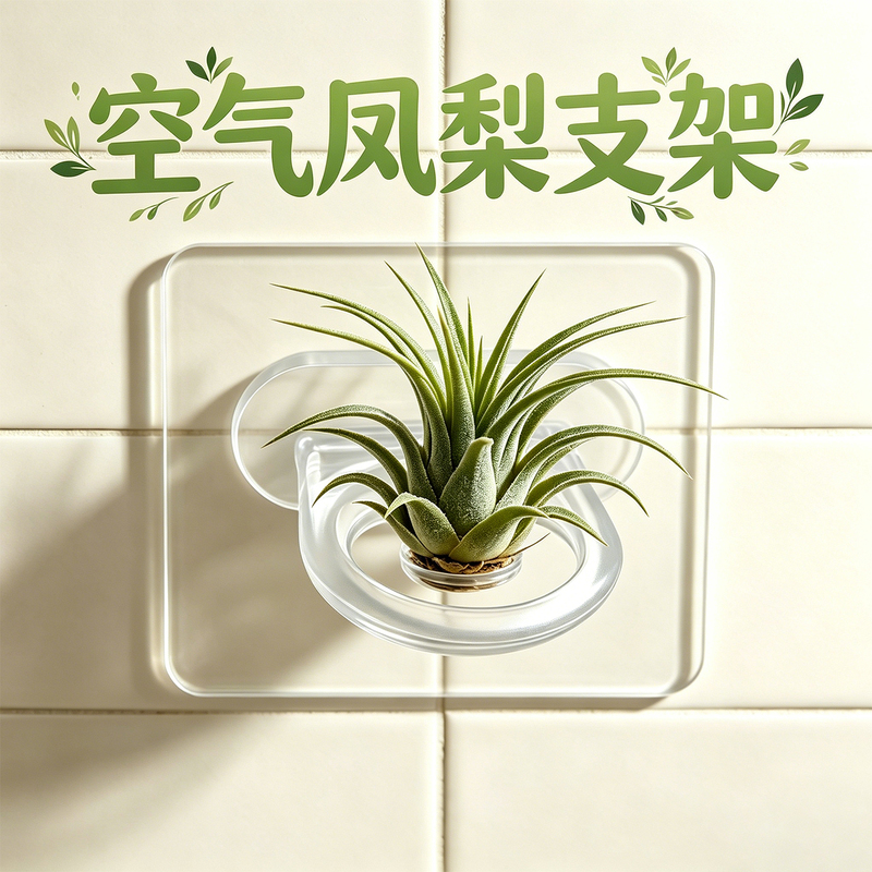 Air Plant Transparent Stand Hanging Self-Adhesive Soilless Plant Holder No-Drill Green Plant Circular Display Stand