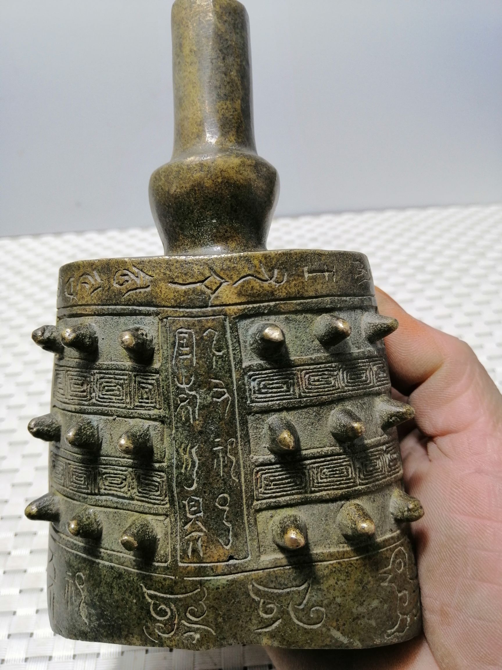 Pure copper flat bell antique made of old bronze instrumental musical instrument bronze bell mouth clock home Decorative Craft Gift Hem pendant