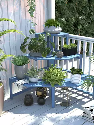 Balcony corner flower shelf outdoor corner step triangle multi-layer corner shelf floor-standing garden wall