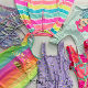ສົ່ງອອກດ່ຽວເດັກນ້ອຍອາຍຸ 2-16 ປີ unicorn rainbow striped mermaid one-piece long-sleeved sundress swimsuit