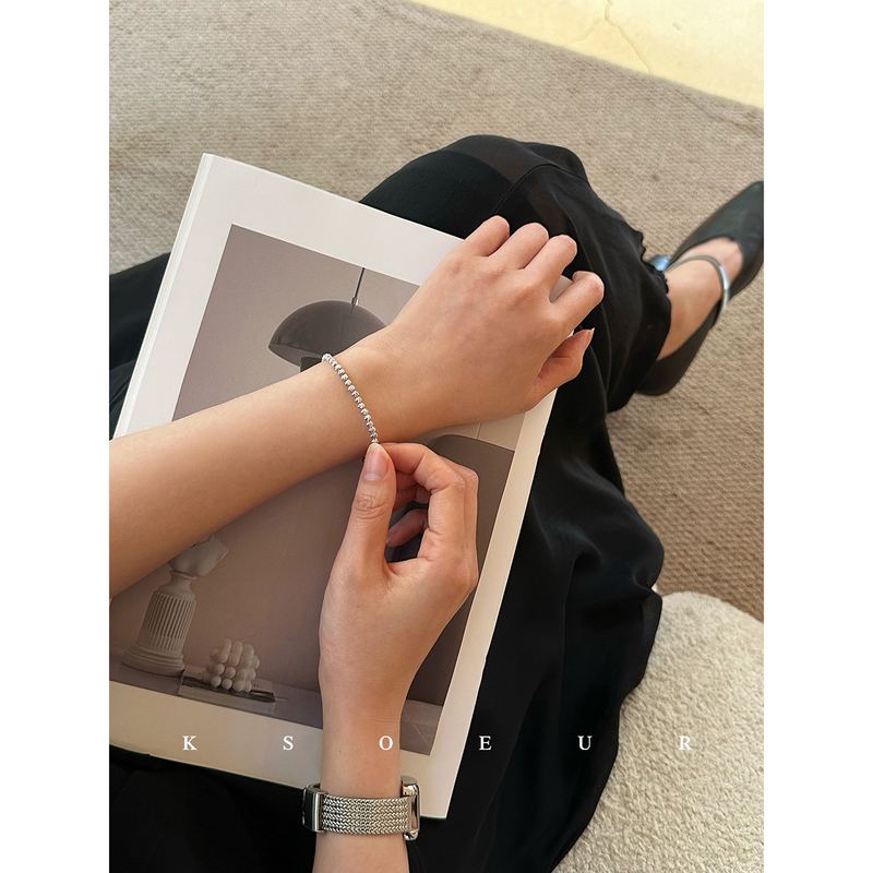Sister K Ksoeur【Plain Silver Starlight】Cnc Round Bead Bracelet S925 Silver Variety with Certificate Gift Box