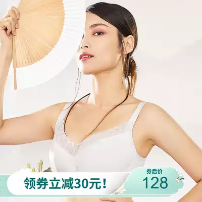 Moonlight no trace large size underwear thin fat mm gathering anti-sagging milk soft steel ring big chest small underwear women