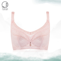 Moon color large size underwear female fat mm big chest show small bandeau bra Close sub-breast anti-sagging thin gathered bra