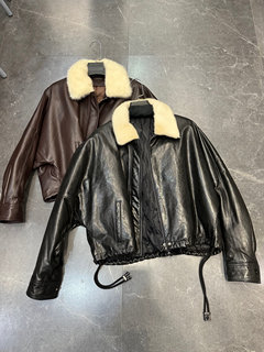 New style genuine leather jacket for women, short imported oil wax vegetable tanned top layer sheepskin mink fur collar goose down jacket