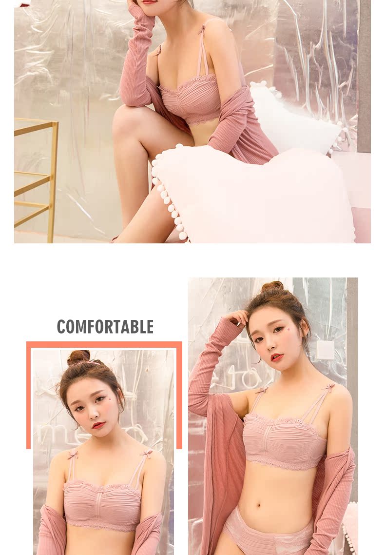 Xếp li nửa ly mỏng và mỏng liền mạch áo ngực cô gái đồ lót mùa hè thoải mái thu thập áo ngực gợi cảm mà không cần vòng thép áo ngực bầu