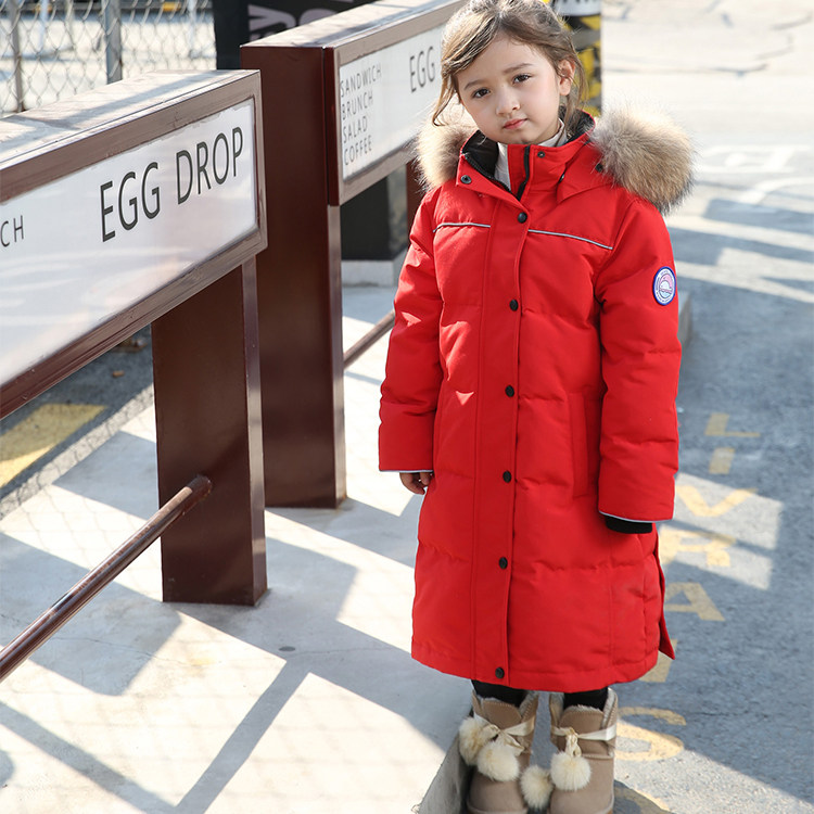 Children's down clothes boy girl among girls 2021 Yangqi Children's white duck suede winter over knee jacket-Taobao