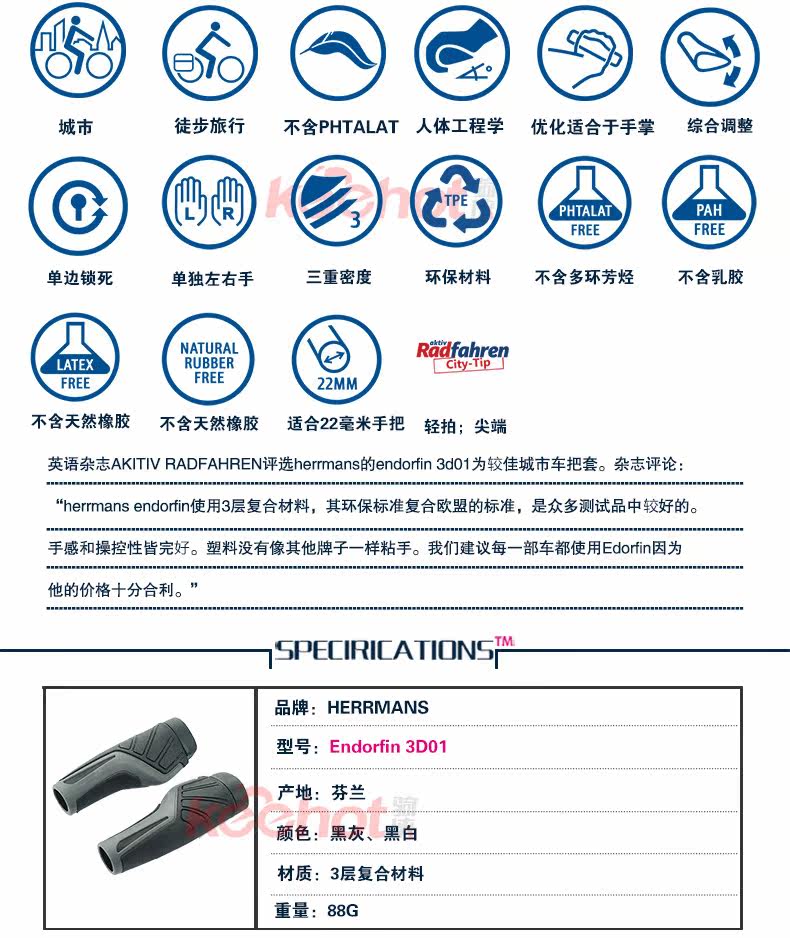 Poignées de vélo HERRMANS - Ref 2349846 Image 5