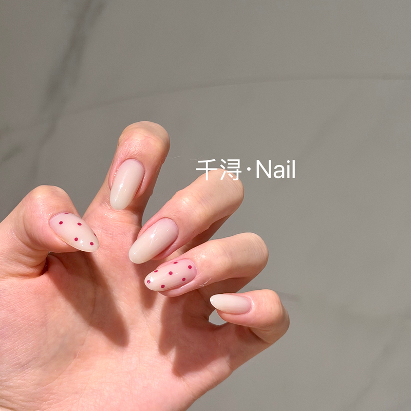 New Style Nude Red Polka Dot Nails That Enhance Complexion, Simple and Purely Handmade, High-End Short Style, Gentle Manicure, Removable New Style Nude Red Polka Dot Nails That Enhance Complexion, Simple and Purely Handmade, High-End Short Style, Gentle Manicure, Removable