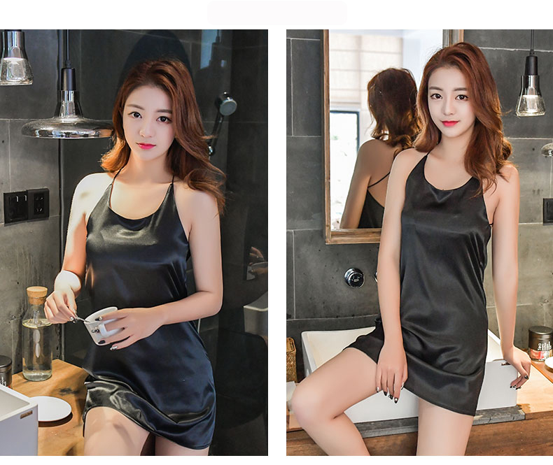 Đồ ngủ mùa hè lụa của phụ nữ đồ ngủ nhà dịch vụ mùa hè ren lỏng một mảnh mở trở lại dây đeo 8324-HEWG shop váy đẹp
