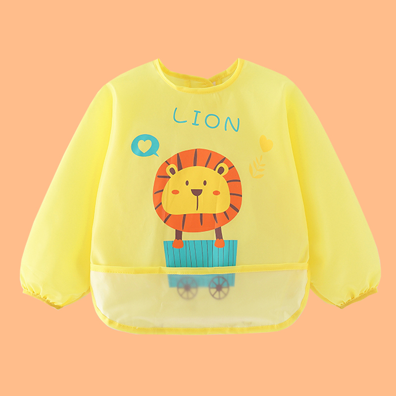 2021 Spring Autumn New Pint Babies Eat Anti-Fouling Hood Clothing Baby Bib Waterproof Anti-Dirty Children Anti-Wear Light And Thin