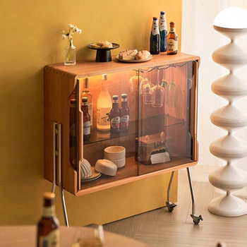 French retro removable glass wine cabinet storage rack