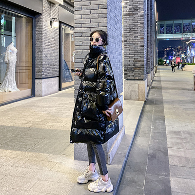 Áo khoác cotton dài đến giữa đầu gối sáng bóng 2019 mùa đông mới phiên bản Hàn Quốc của áo khoác độn bông rộng rãi áo khoác áo khoác xu hướng nữ - Bông