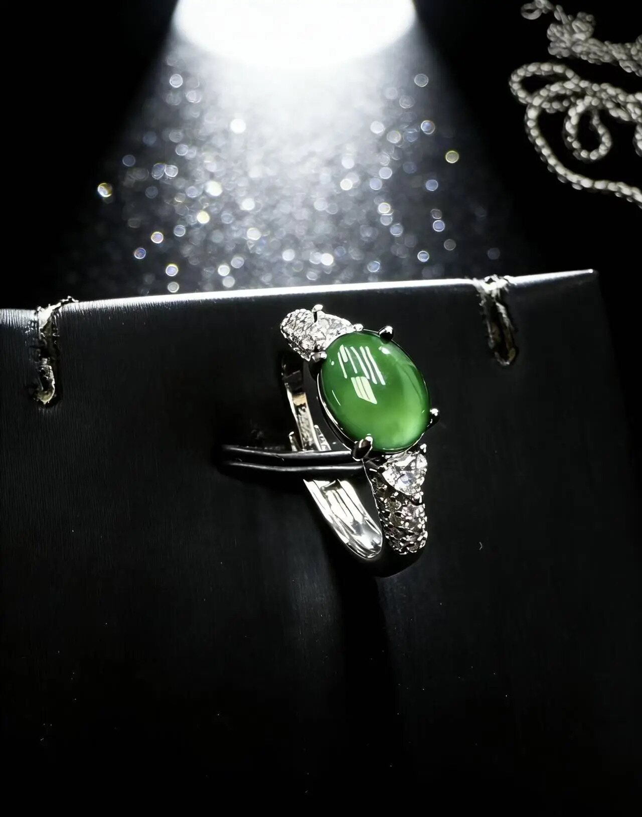 Natural grade A jade green ring