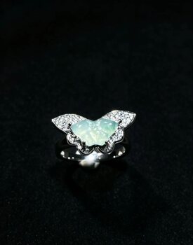 Natural grade a jade butterfly ring