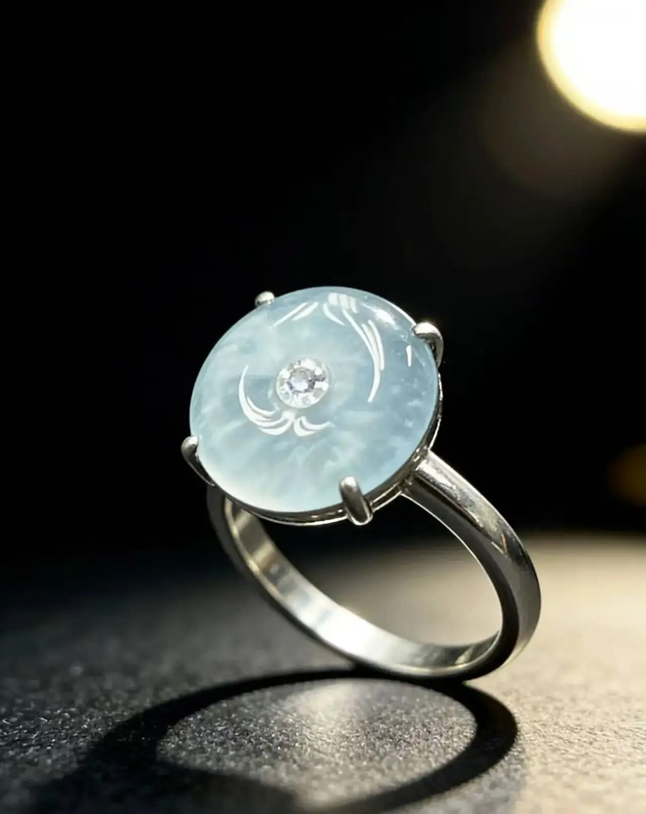 Natural grade A jadeite safety buckle ring