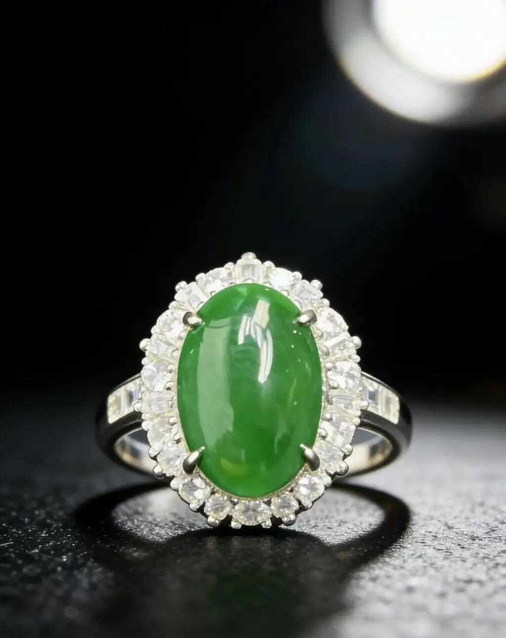 Natural grade A jade green ring