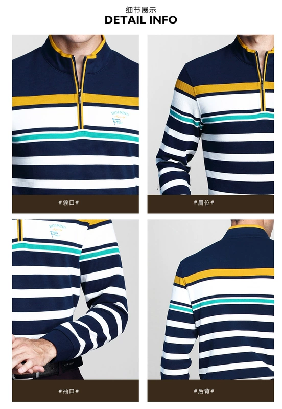 Di Sinuo Áo sơ mi dài tay đơn mùa thu dài tay nam kinh doanh thường xuyên đứng cổ áo sọc áo sơ mi dài tay POLO Polo